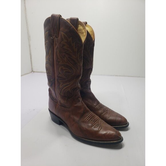 Justin's Men’s Cowboy Marbled Deerlite Cowhide Round Toe 1560 Chestnut 5 1/2D - Picture 1 of 10